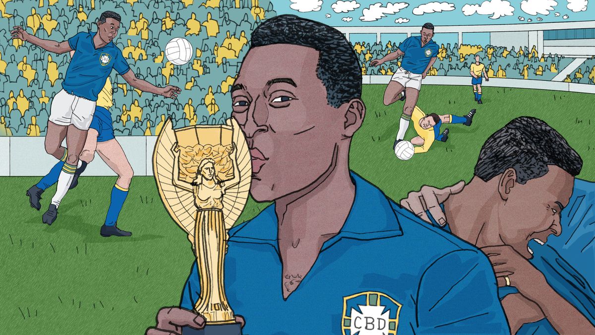 Photo Ancienne Originale - Pelé Entouré De Supporters, Coupe Du Monde 1958 - Tirage Argentique D'Époque